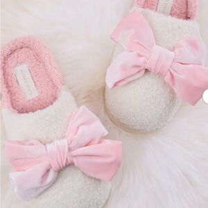 Altar’d State Pink and White Slippers with Bow